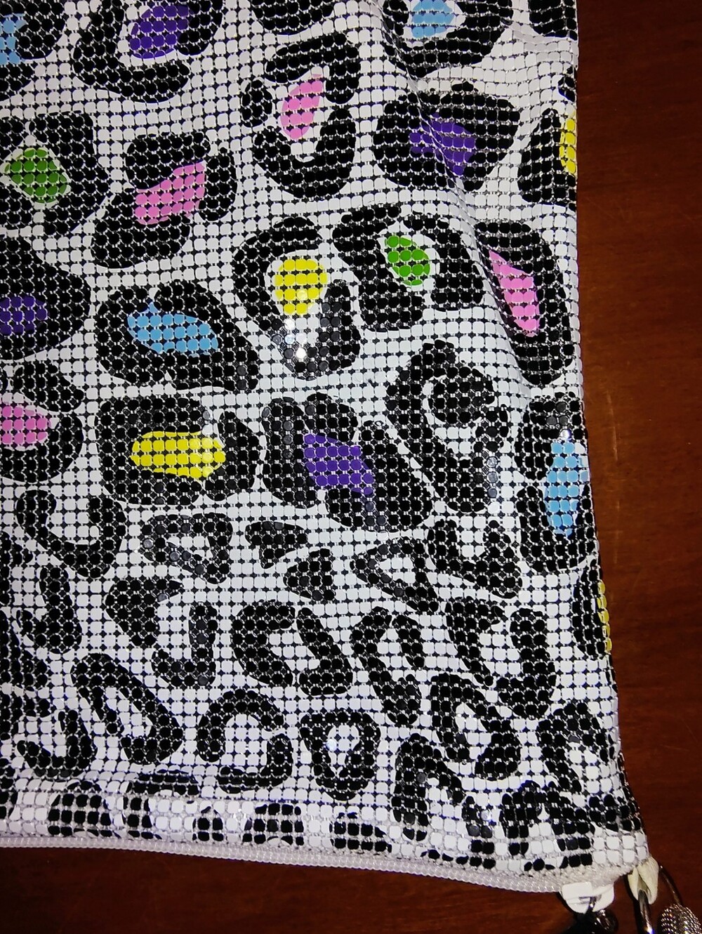 VTG Whiting & Davis Neon Rainbow Leopard Metal Mesh Bag – Rare Fringed Crossbody